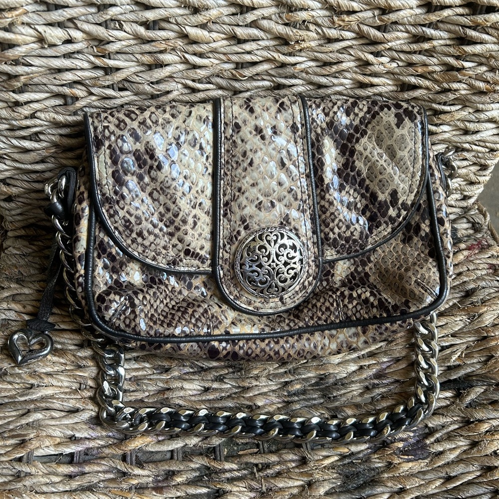 Elegant Snake Print Chain Bag Brighton